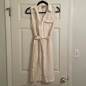 H&M sleeveless collared and belted midi dress